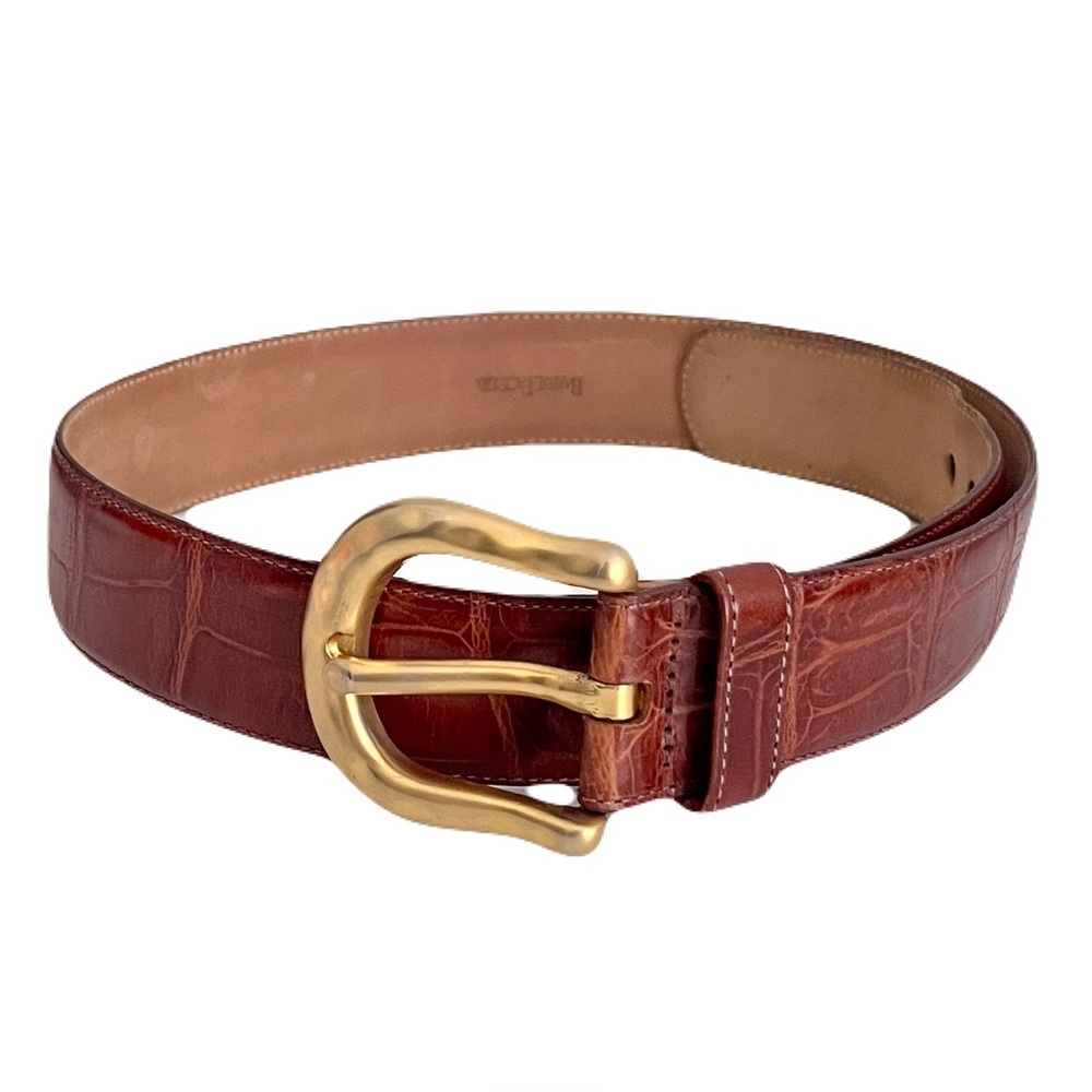 Vintage Barrie Pace Cognac Brown Alligator Belt, Size L